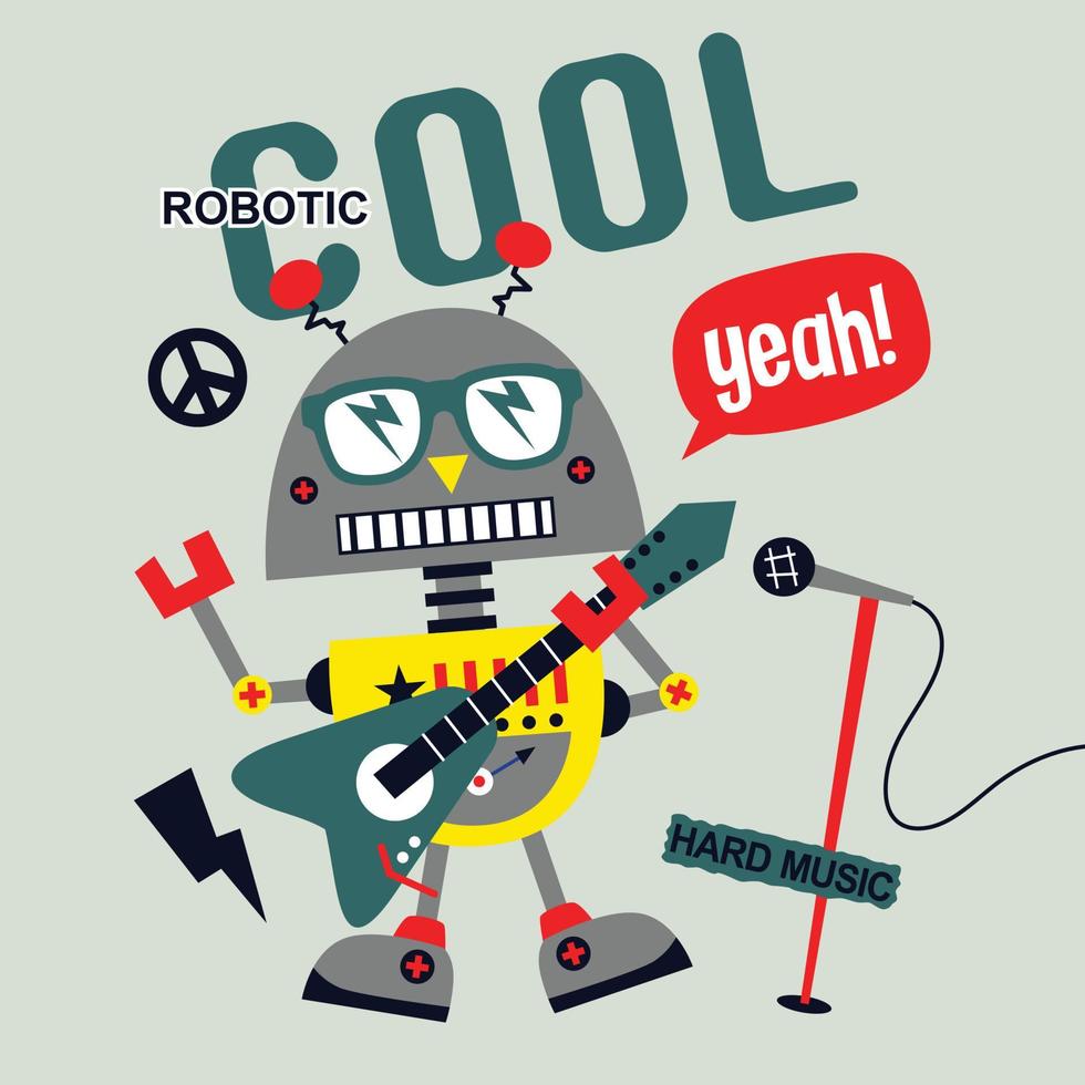 cool robotic funny cartoon vector