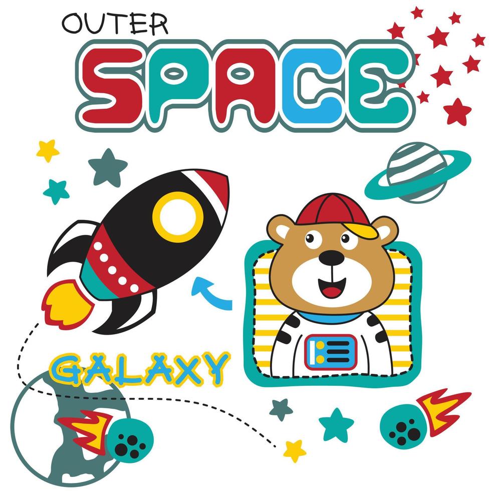 outer space funny animal cartoon vector