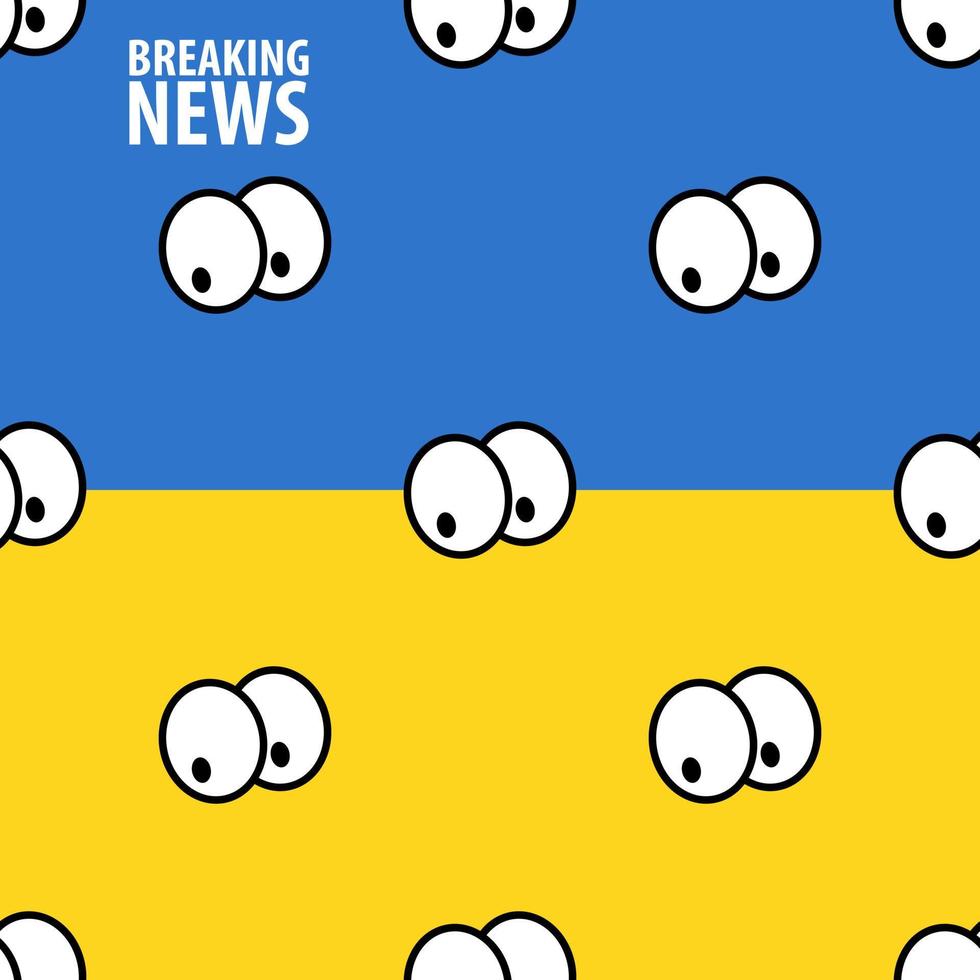 Banner in the color of the Ukrainian yellow-blue flag with the inscription news for printing and design. Vector illustration.