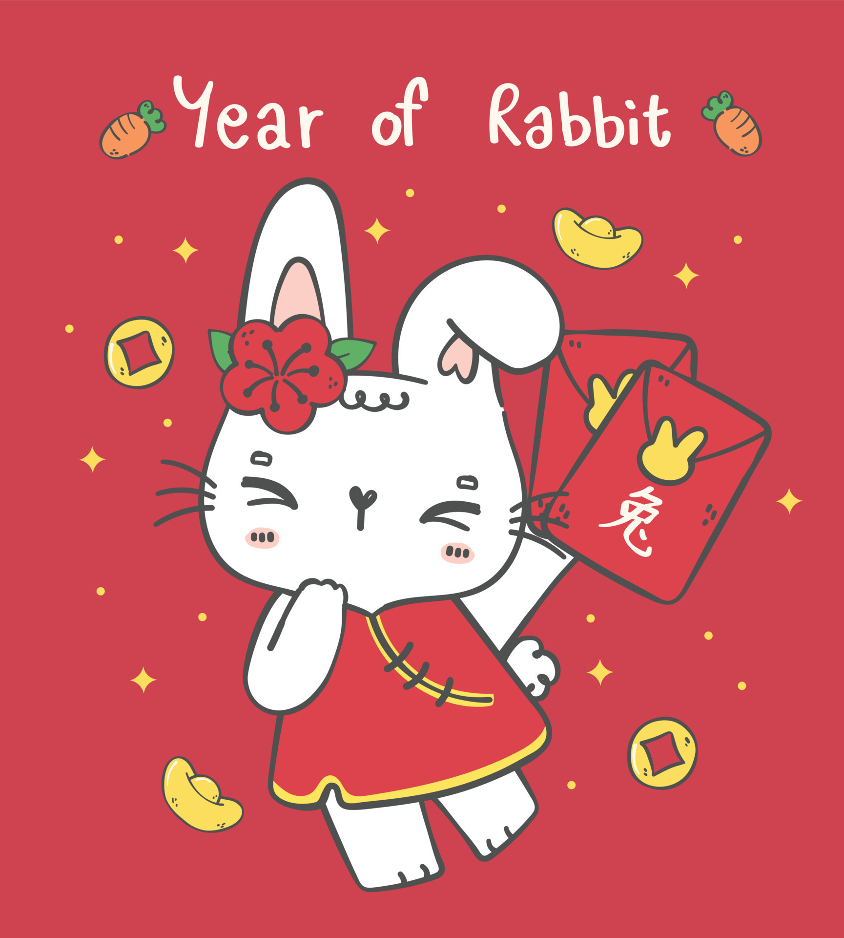 cute happy cartoon Chinese New Year Rabbit bunny girl with red pockets, doodle hand drawing illustration vector 17128062 Vector Art at Vecteezy cute happy cartoon Chinese New Year Rabbit bunny girl with red pockets, doodle hand drawing illustration vector 17128062 Vector Art at Vecteezy