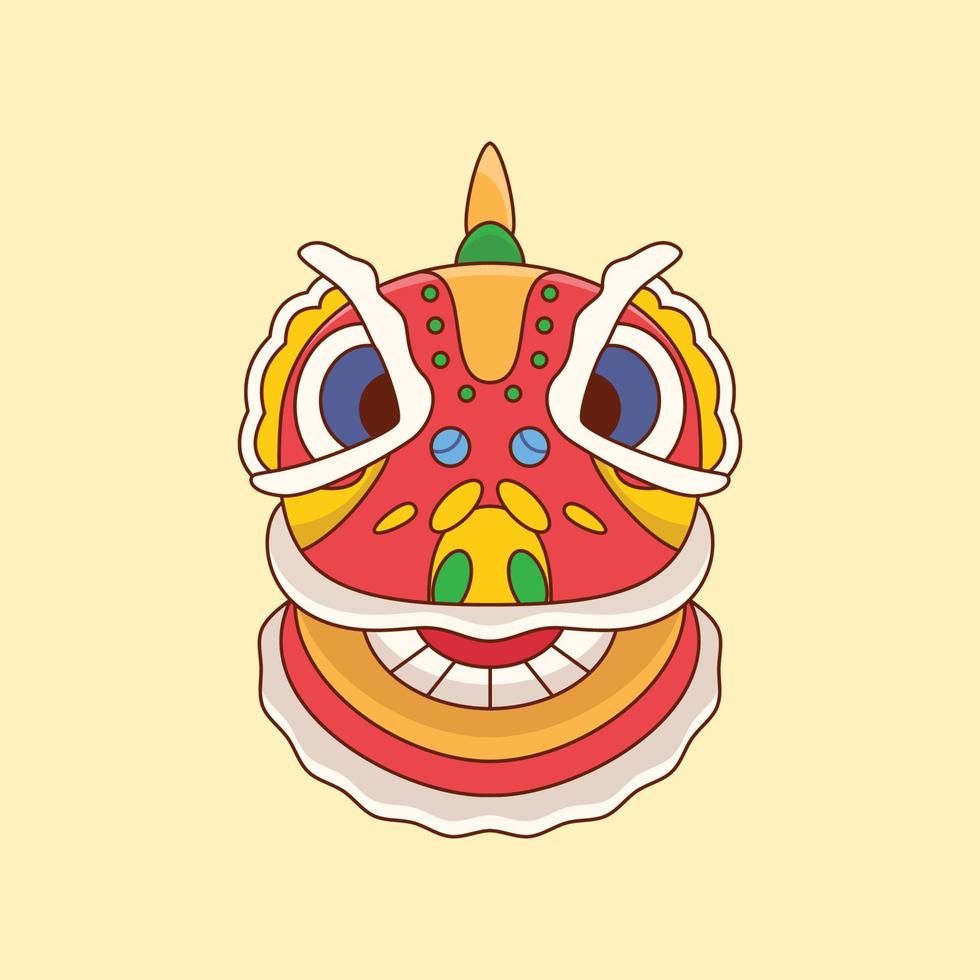 cabeza de danza del león chino, tradición china vector