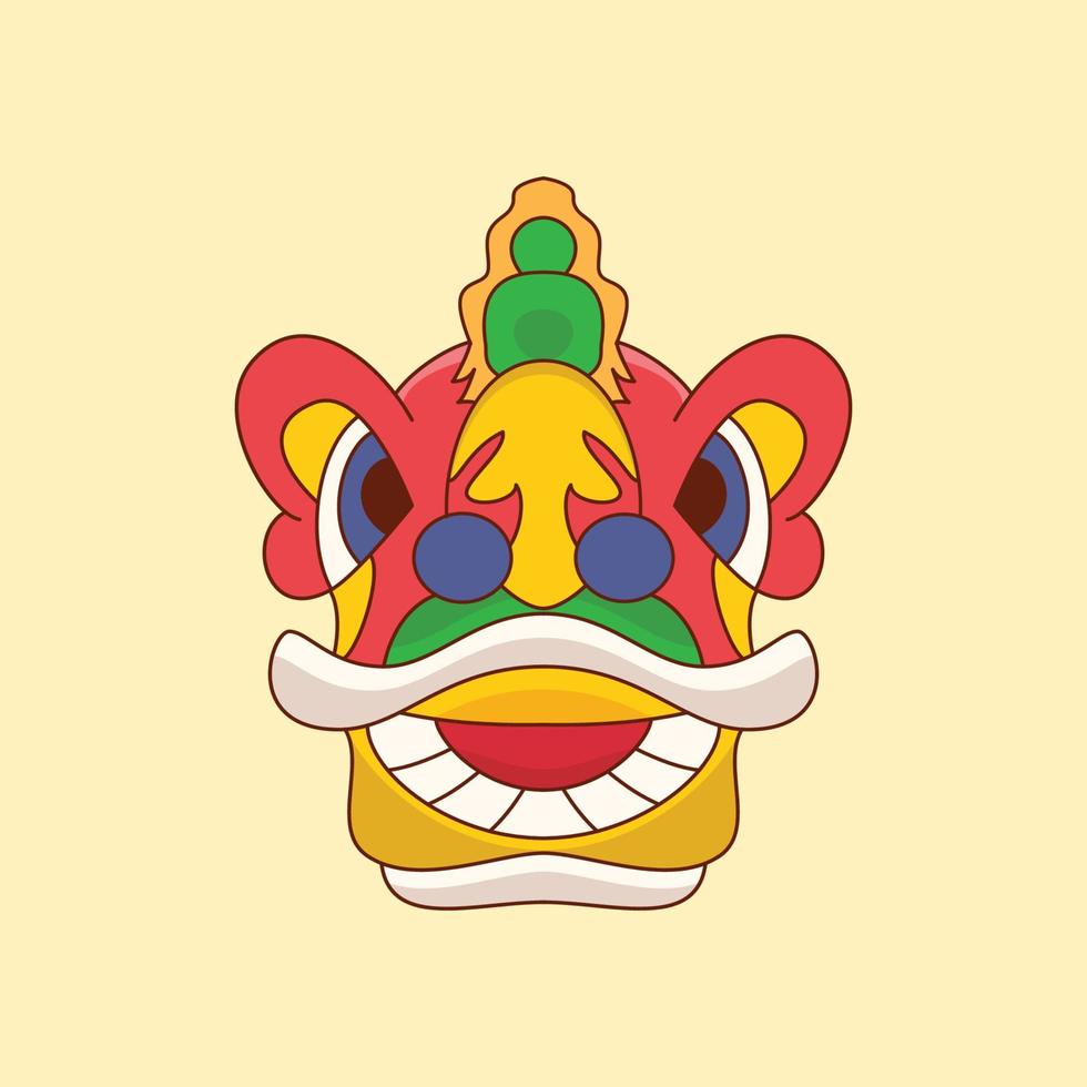 Chinese lion dance head, chinese new year element vector