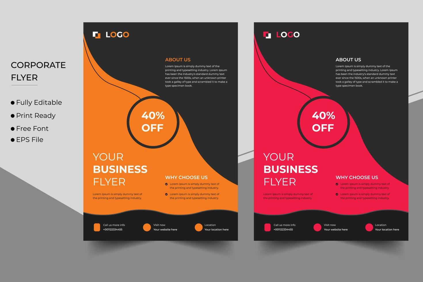 Corporate business flyer design and brochure cover template vector
