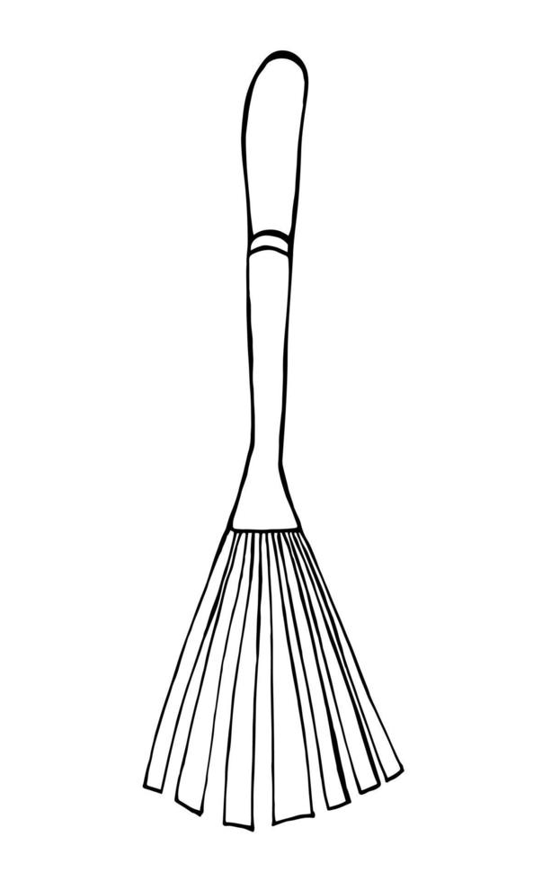 Small garden rake vector illustration. Handle rake. Garden tool. Vector stock illustration.