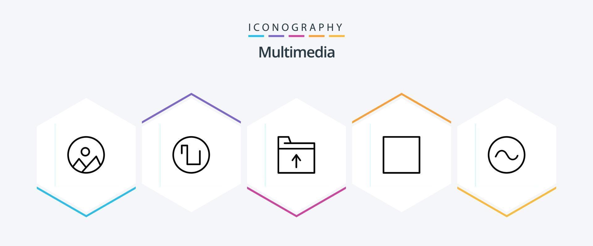 Multimedia 25 Line icon pack including . sound. get. sine. player vector