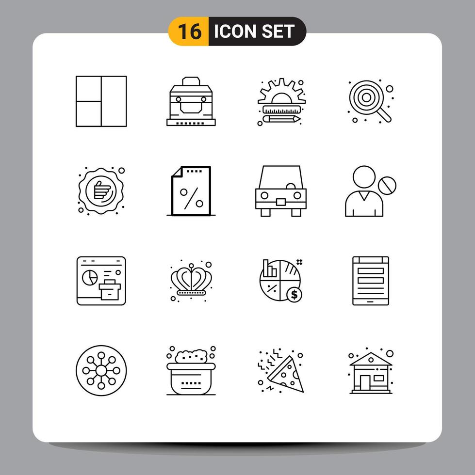 Group of 16 Modern Outlines Set for guarantee lollipop finance kid child Editable Vector Design Elements
