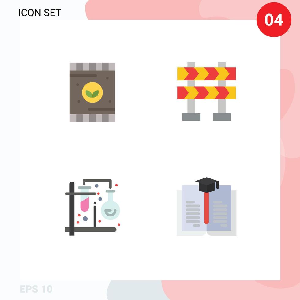 Modern Set of 4 Flat Icons Pictograph of agriculture tubes soil construction mix Editable Vector Design Elements