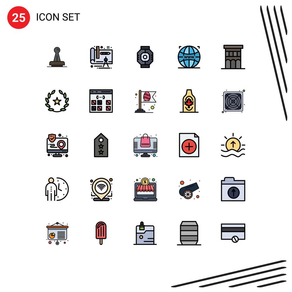 25 User Interface Filled line Flat Color Pack of modern Signs and Symbols of designing world design pod component Editable Vector Design Elements