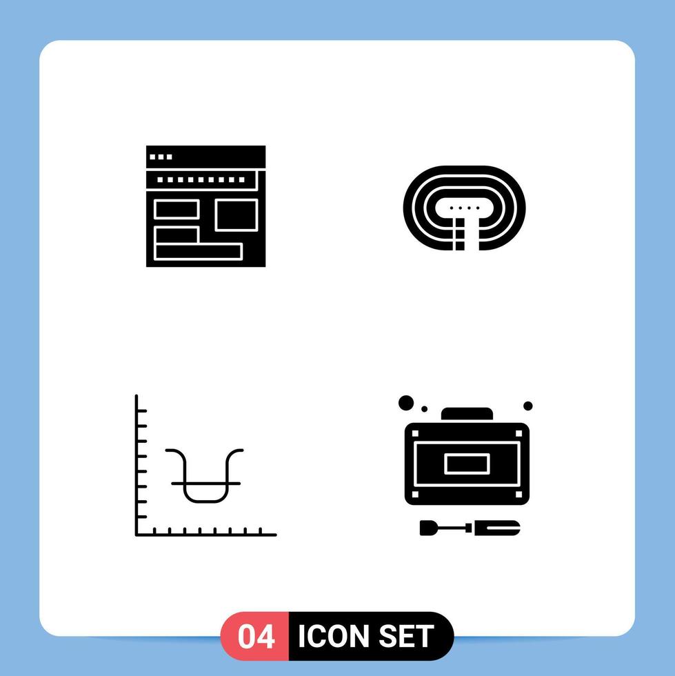 4 Universal Solid Glyph Signs Symbols of website surface corporate webpage business Editable Vector Design Elements