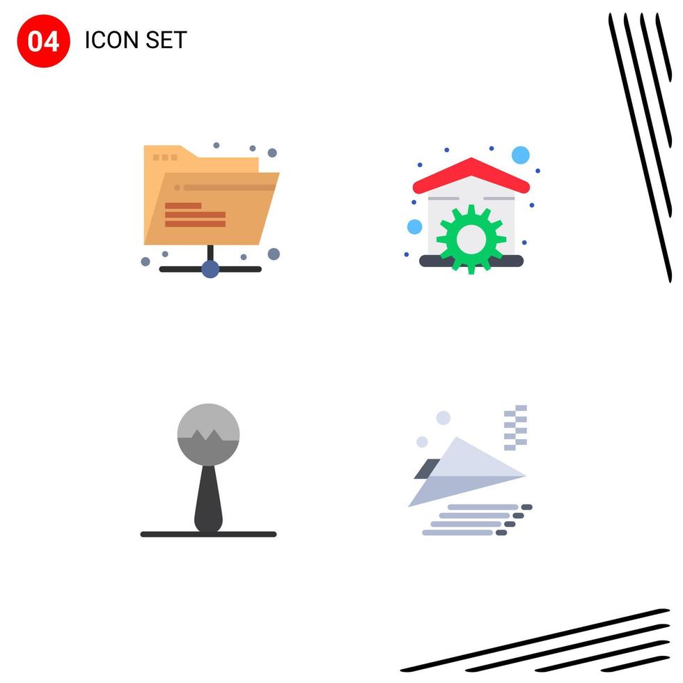 4 Thematic Vector Flat Icons and Editable Symbols of folder instrument shared repair music Editable Vector Design Elements