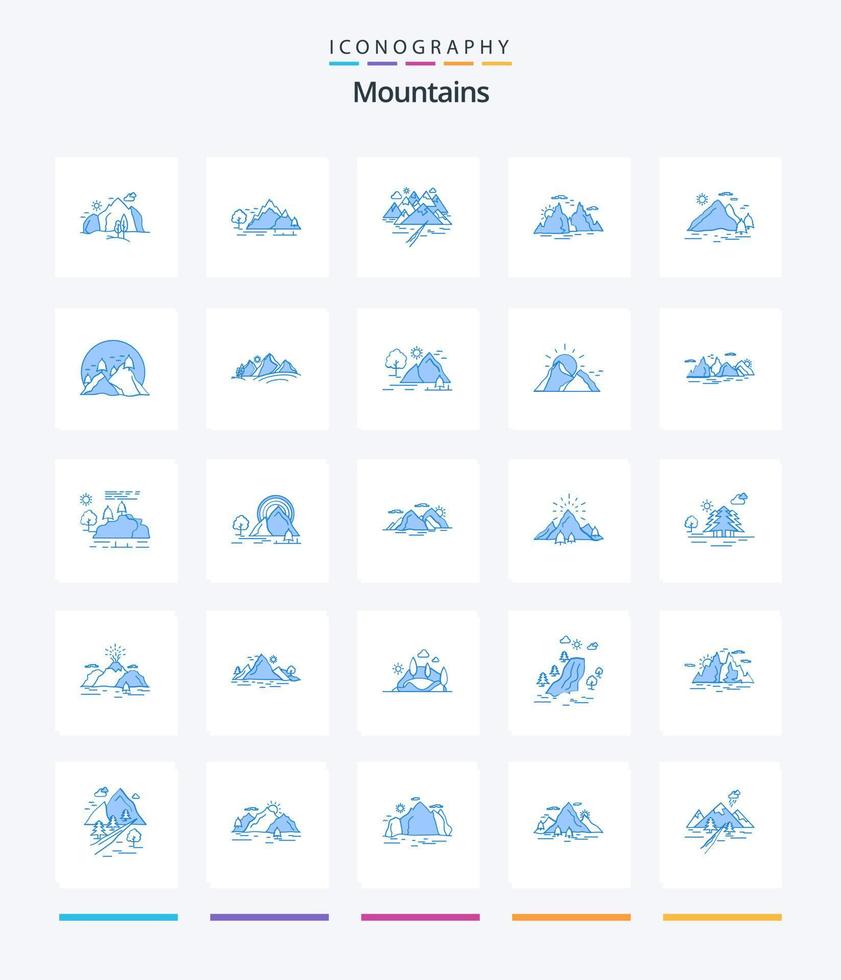 Creative Mountains 25 Blue icon pack  Such As hill. sun. landscape. nature. hill vector
