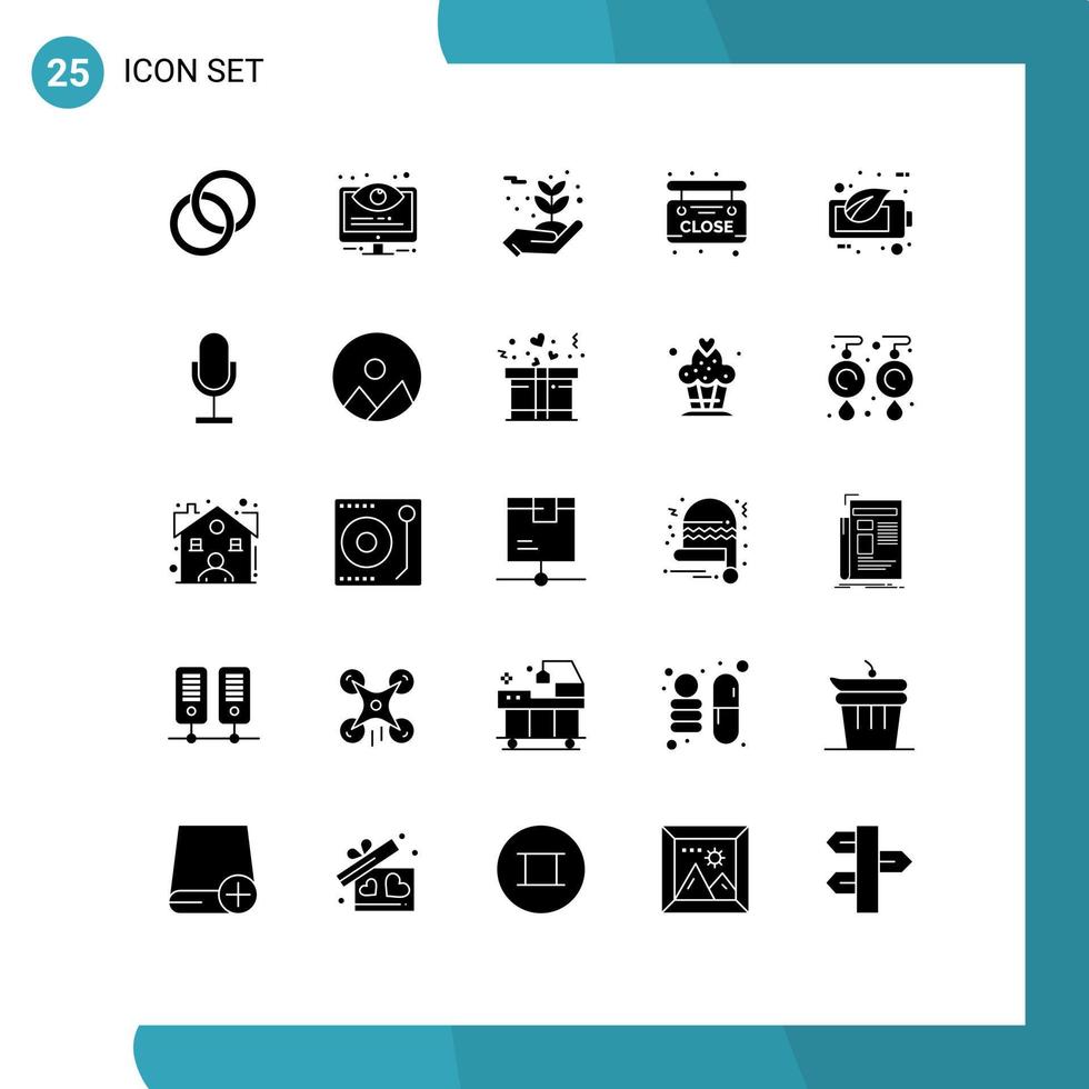 25 Creative Icons Modern Signs and Symbols of ecology close system board protecting Editable Vector Design Elements