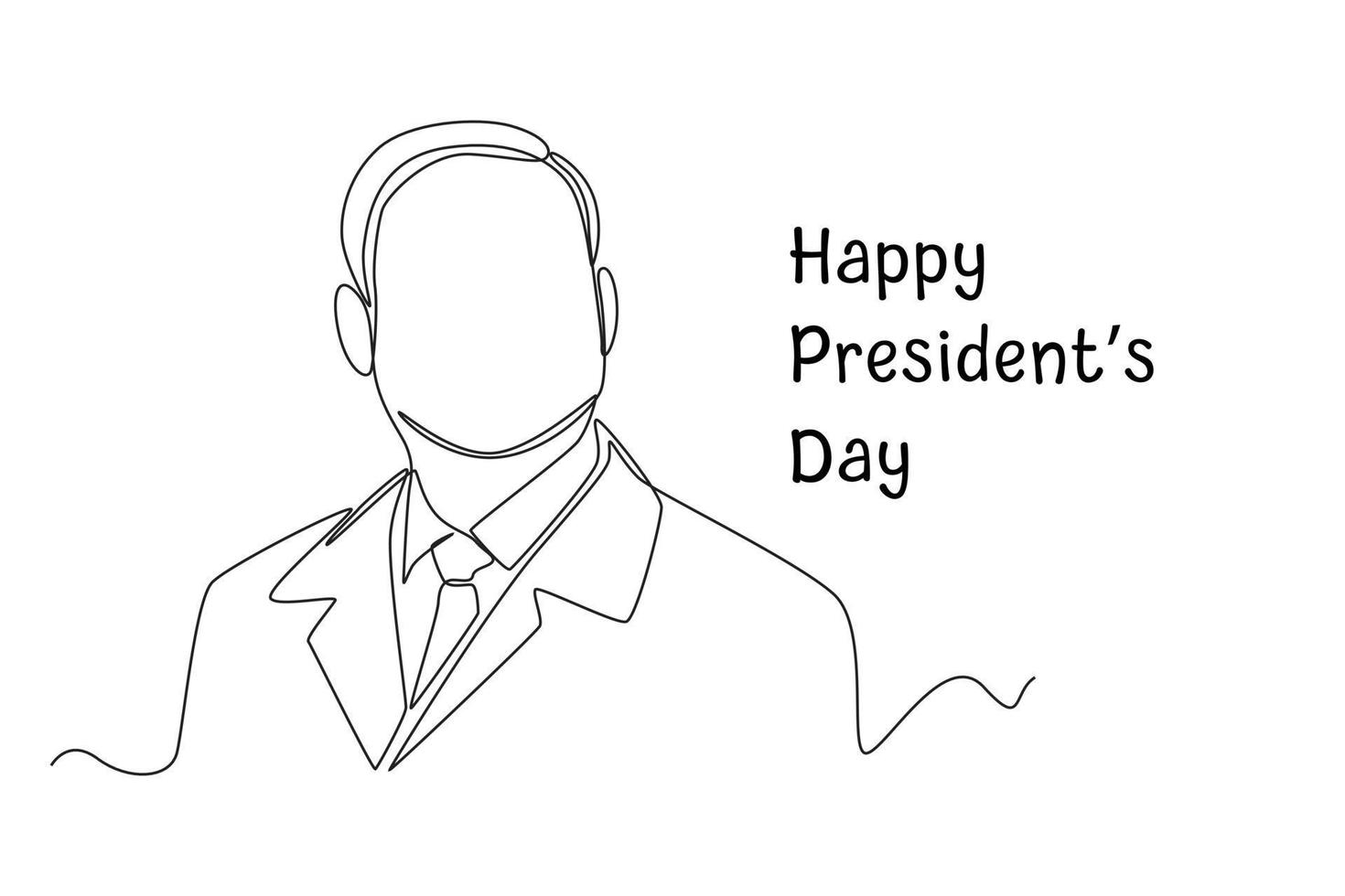 El dibujo continuo de una línea describe los poderes del presidente. concepto del día de los presidentes. ilustración gráfica vectorial de diseño de dibujo de una sola línea. vector