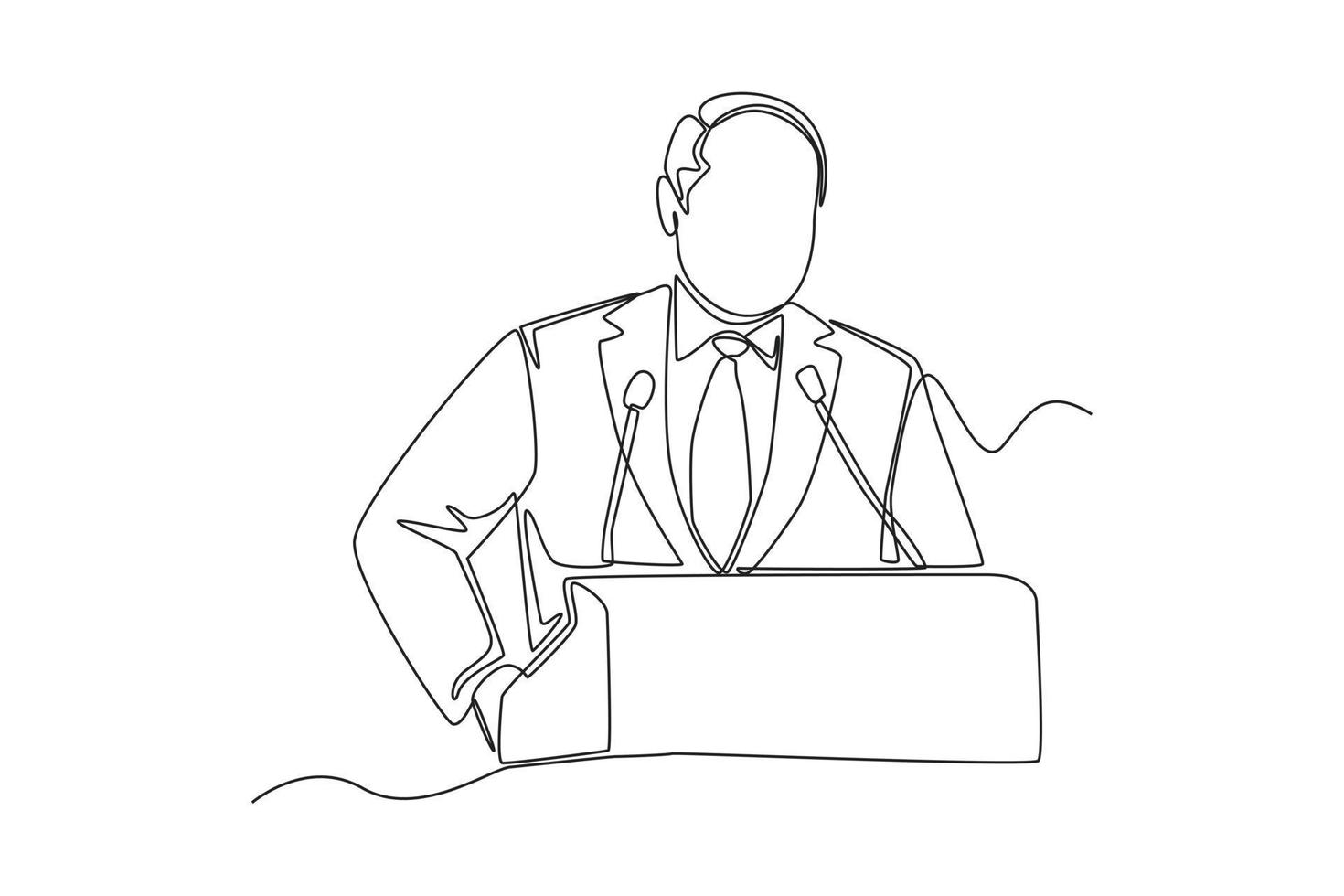 Continuous one line drawing President's speech on president's day. Presidents Day Concept. Single line draw design vector graphic illustration.