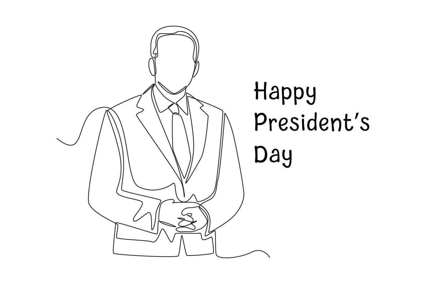 Continuous one line drawing A picture of happy president day in public. Presidents Day Concept. Single line draw design vector graphic illustration.