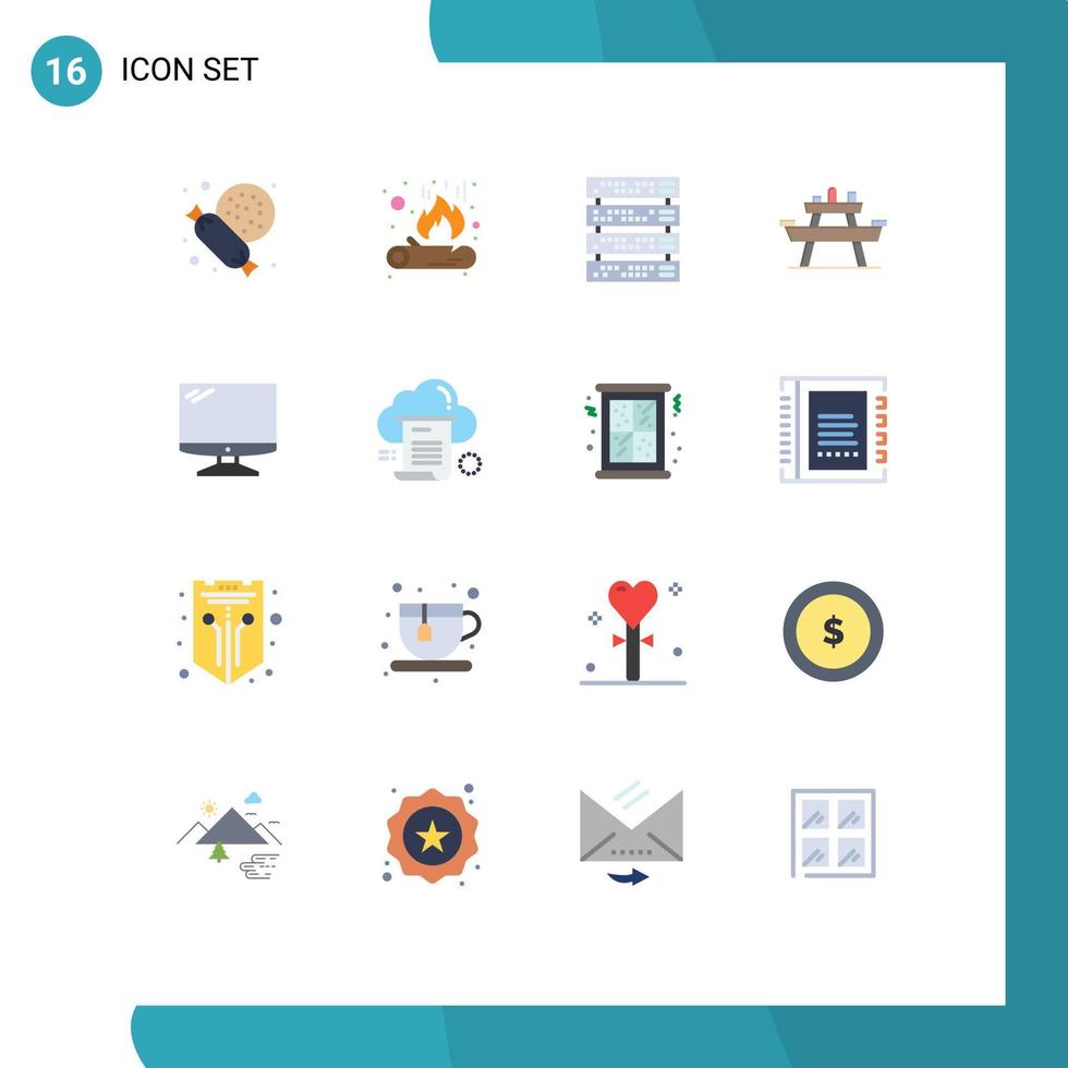 16 Creative Icons Modern Signs and Symbols of device computer rack mount picnic park Editable Pack of Creative Vector Design Elements