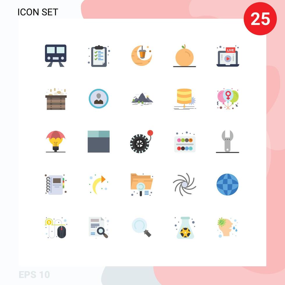 Stock Vector Icon Pack of 25 Line Signs and Symbols for play live celebrate pulp fruit Editable Vector Design Elements