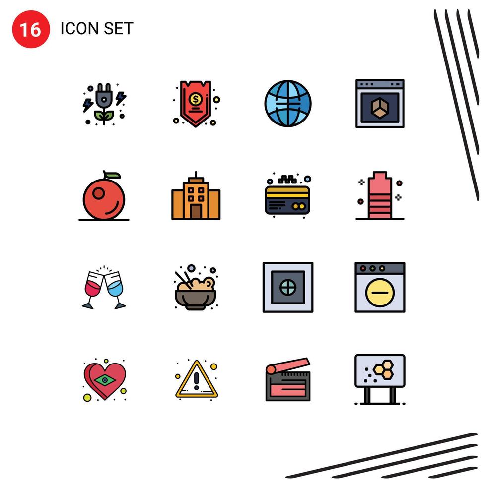 16 iconos creativos signos y símbolos modernos del sitio naranja navegador global de Internet elementos de diseño de vectores creativos editables