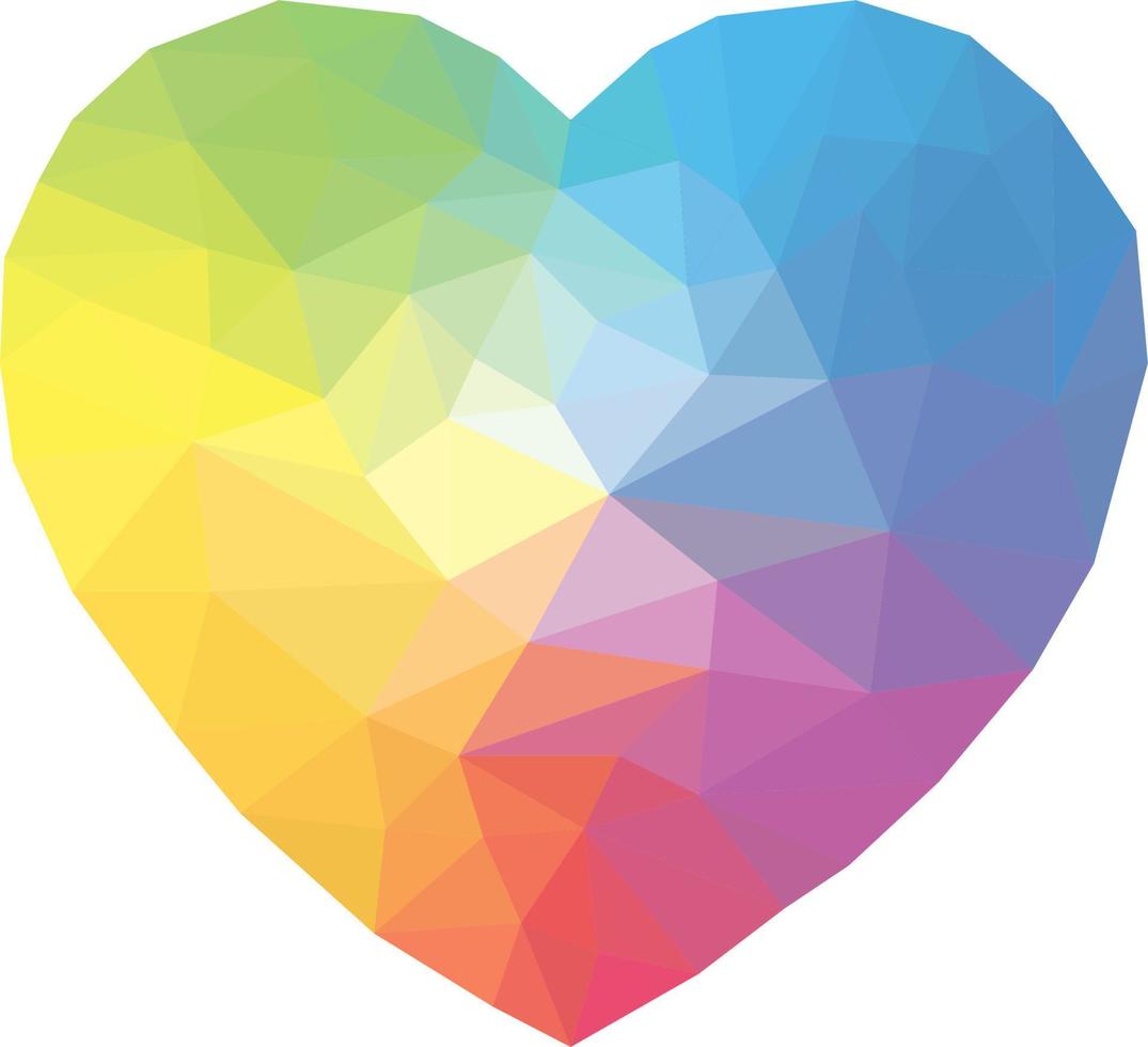 colorful heart in low poly style on a white background vector