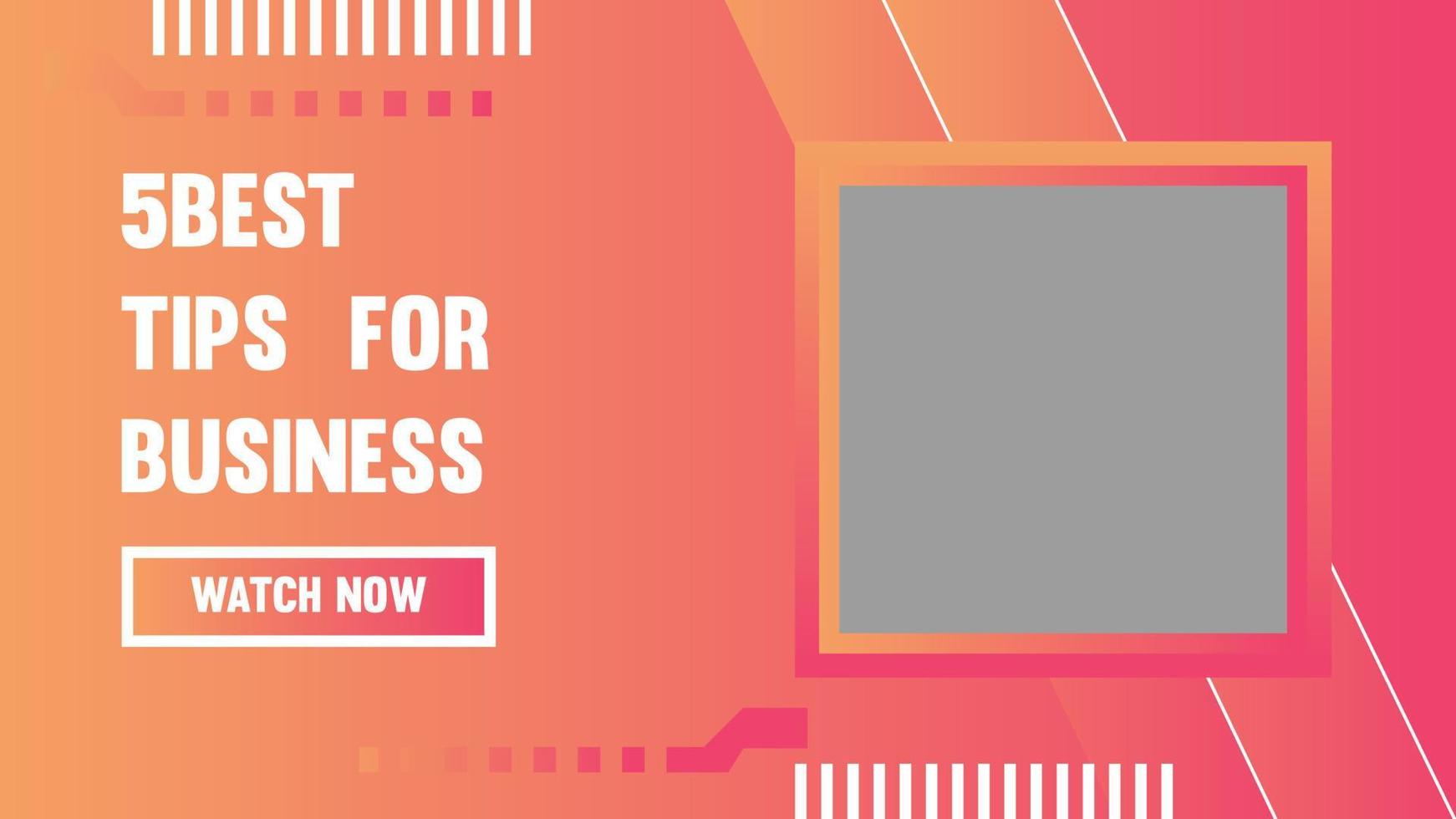 Editable Business Tips Video Thumbnail, Free Vector Banner Template