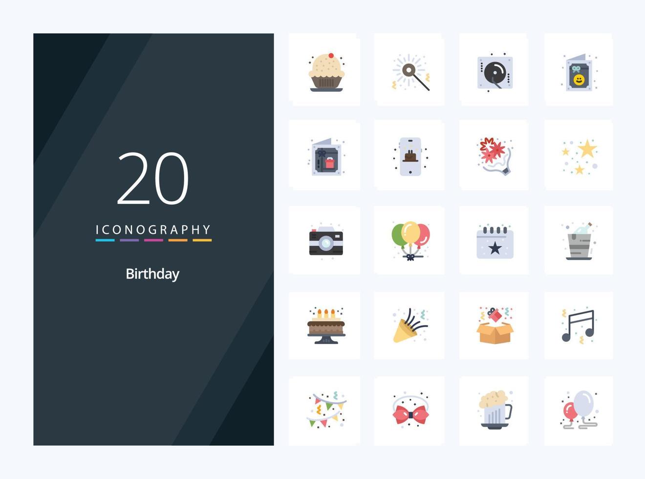 20 Birthday Flat Color icon for presentation vector