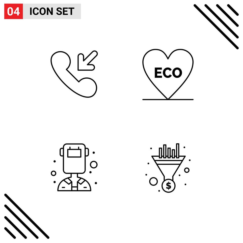 Line Pack of 4 Universal Symbols of answer profession eco environment filter Editable Vector Design Elements