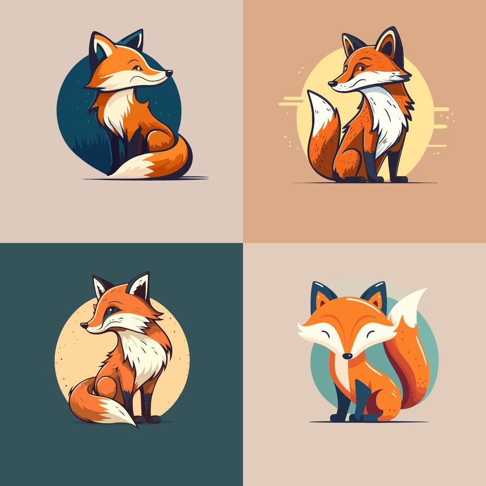 fox head logo minimal modern icon flat vector style