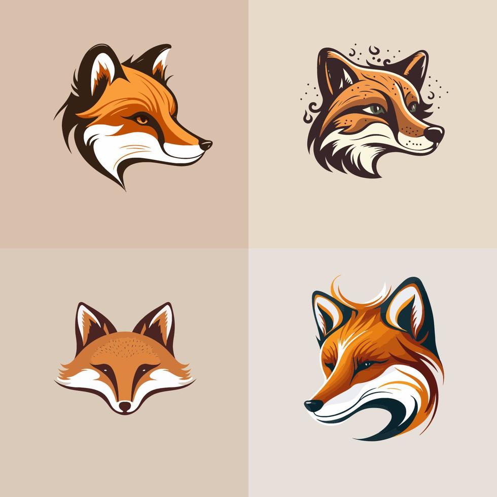 fox head logo minimal modern icon flat vector style