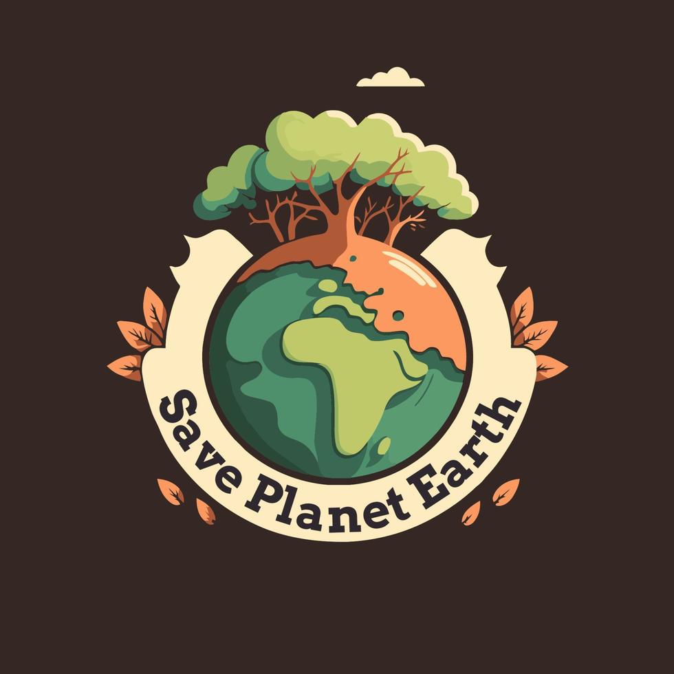 salvar el planeta tierra globo terráqueo medio ambiente verde y día de la tierra concepto vector ilustración