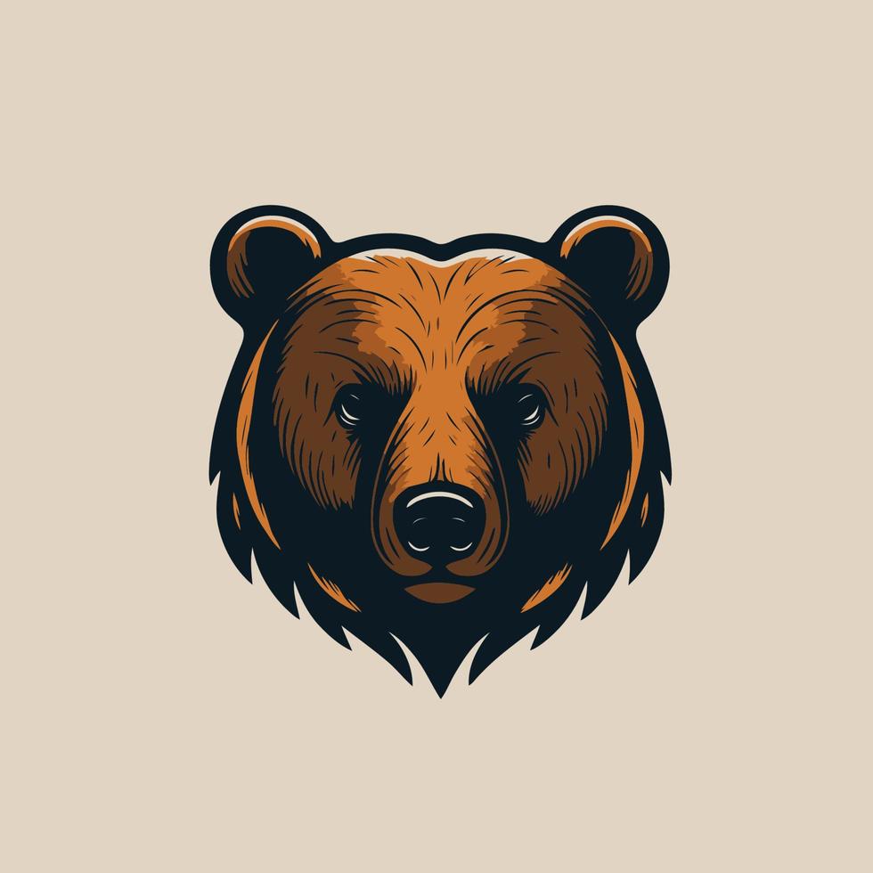 plantilla de diseño de símbolo de logotipo de cabeza de oso grizzly, emblema, logotipo deportivo vector