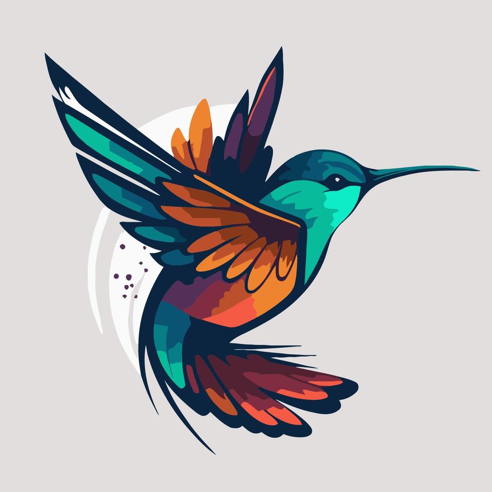 logotipo de desollado pájaro colibrí colorido estilo vectorial. icono de colibrí vector