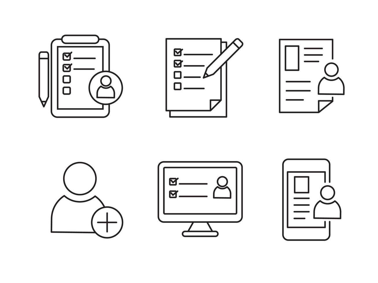 Set of registration icons with linear style isolated on white background vector