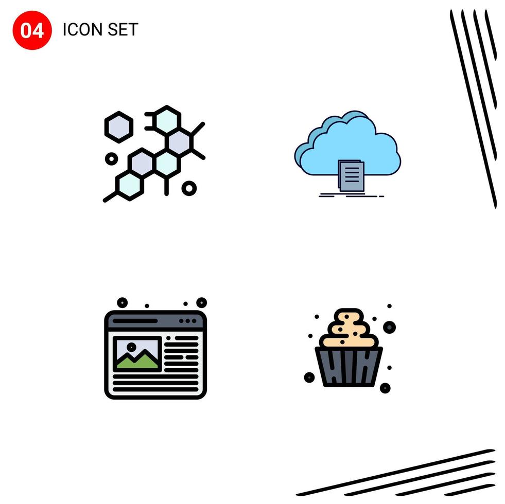 Universal Icon Symbols Group of 4 Modern Filledline Flat Colors of cell design cloud file web image Editable Vector Design Elements