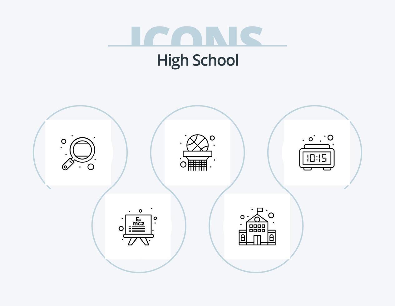 High School Line Icon Pack 5 Icon Design. presentation. drawing. education. crayons. box vector