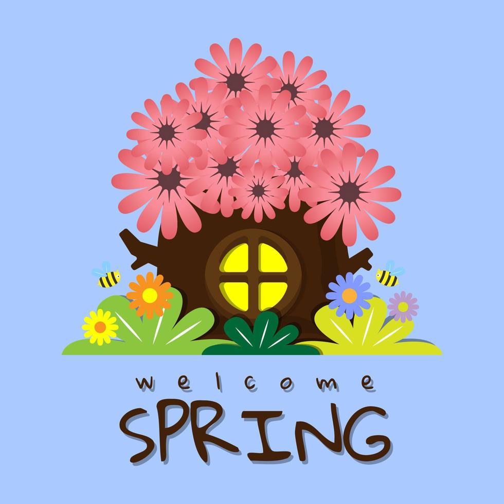 Welcome spring greeting card vector