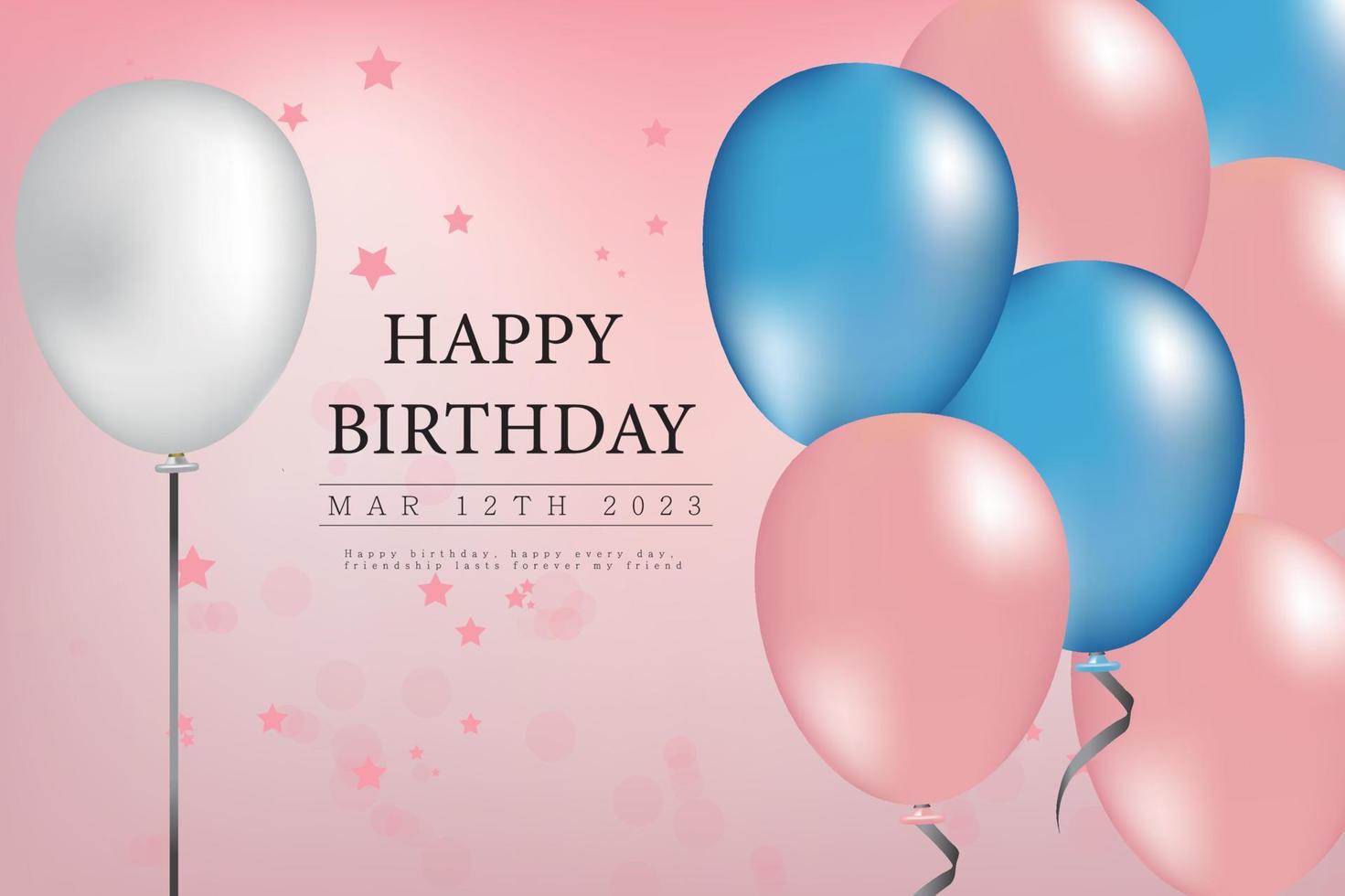 Happy birthday to you with luxury balloons and confetti black and white vector