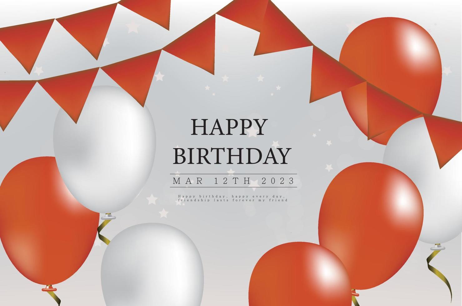 Happy birthday to you with luxury balloons and confetti black and white vector