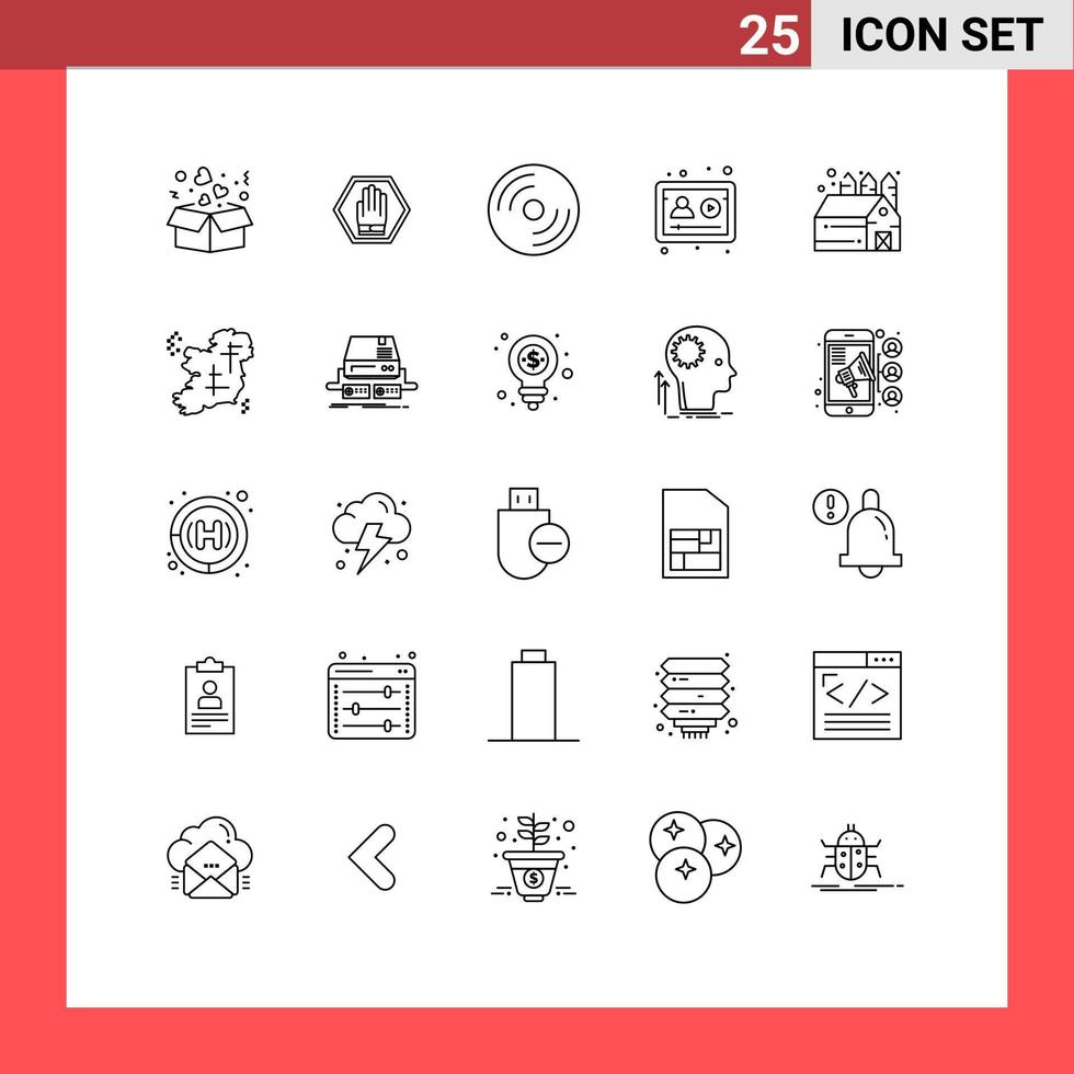 Universal Icon Symbols Group of 25 Modern Lines of study online warning account laptop Editable Vector Design Elements