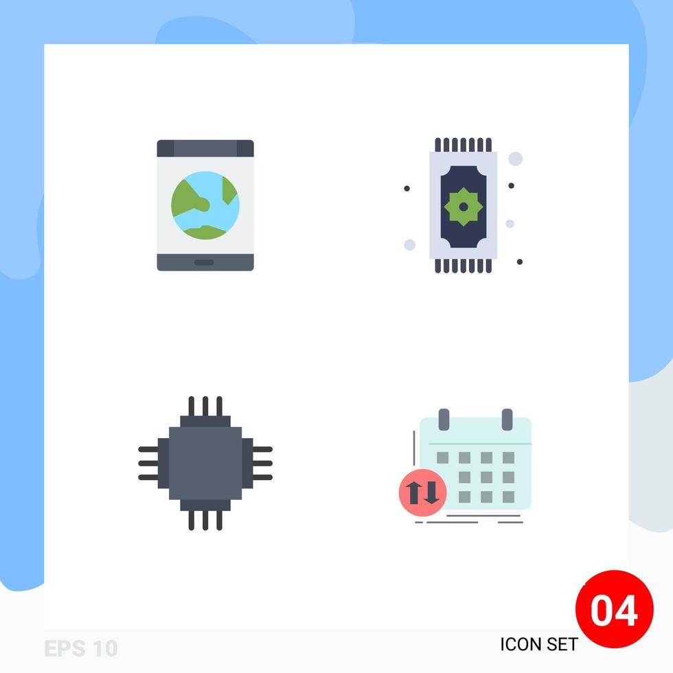 Mobile Interface Flat Icon Set of 4 Pictograms of app eid online pray devices Editable Vector Design Elements