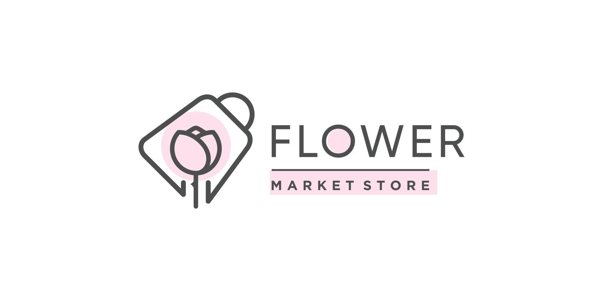 Beauty store logo design with flower and bag concept vector