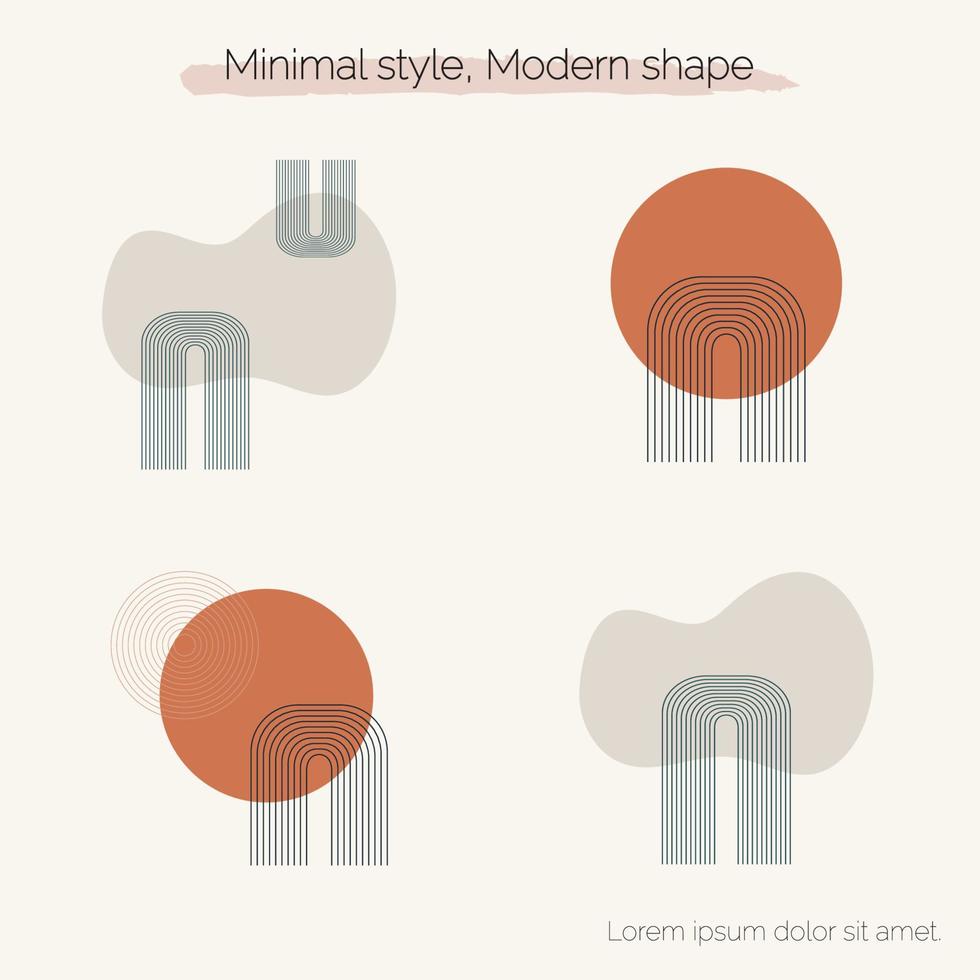 un conjunto de formas modernas en un estilo minimalista, arte lineal mínimo vector
