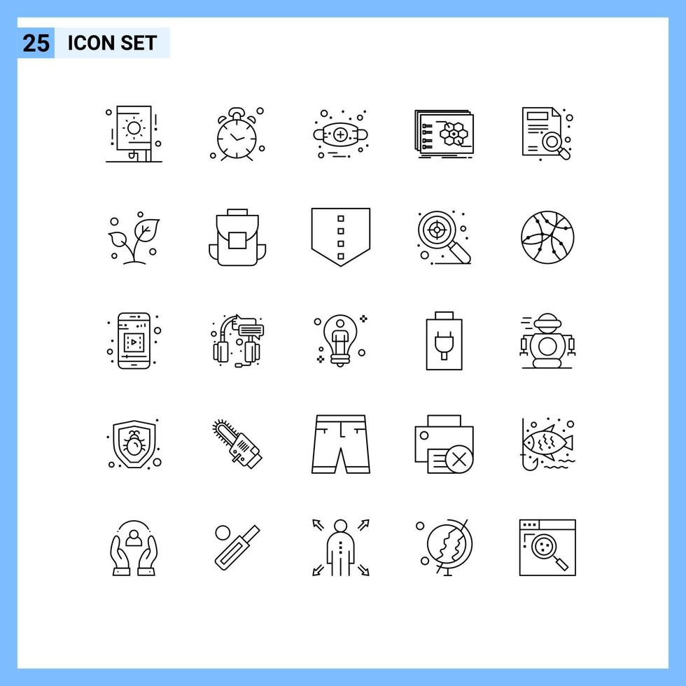 Set of 25 Modern UI Icons Symbols Signs for tactical strategy alert strategic mask Editable Vector Design Elements