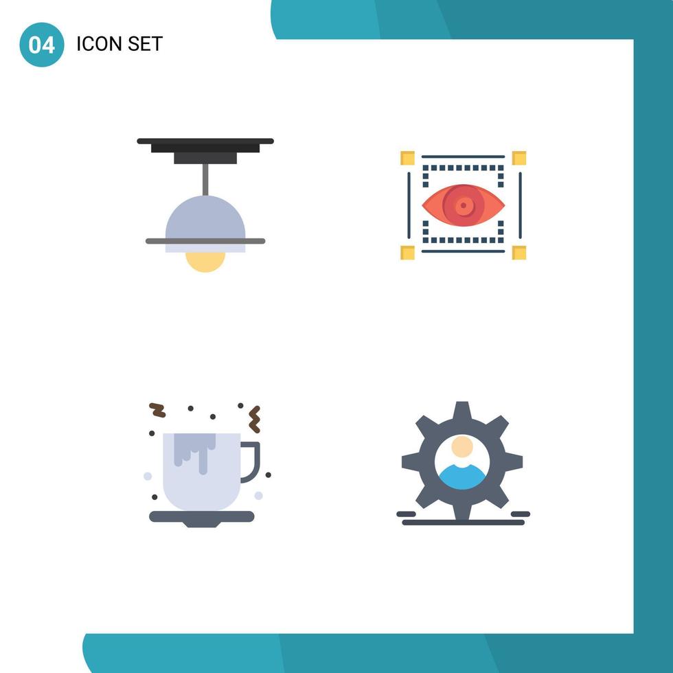 Mobile Interface Flat Icon Set of 4 Pictograms of decor coffee lamp view fast food Editable Vector Design Elements