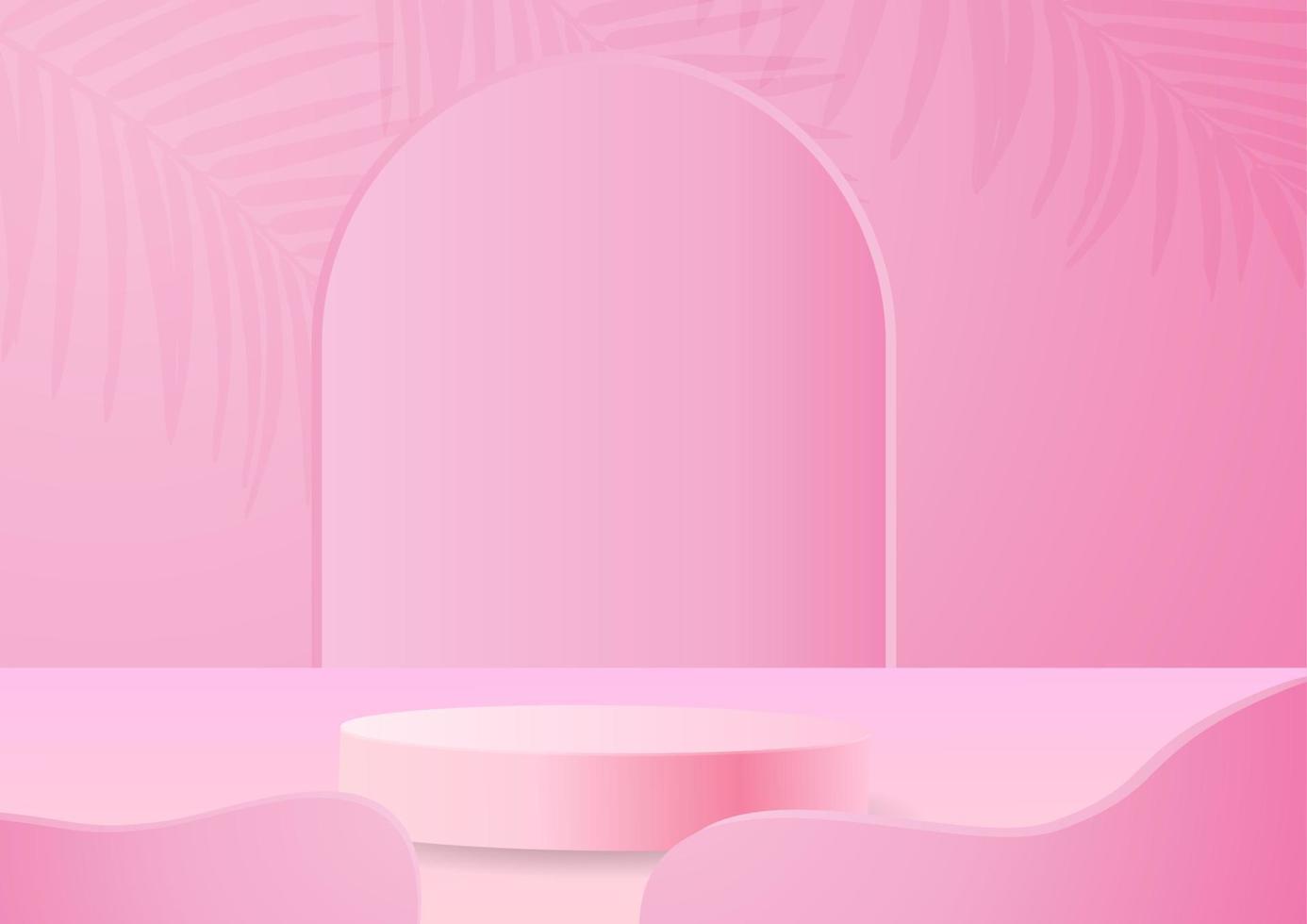 3D minimalist pink podium vector