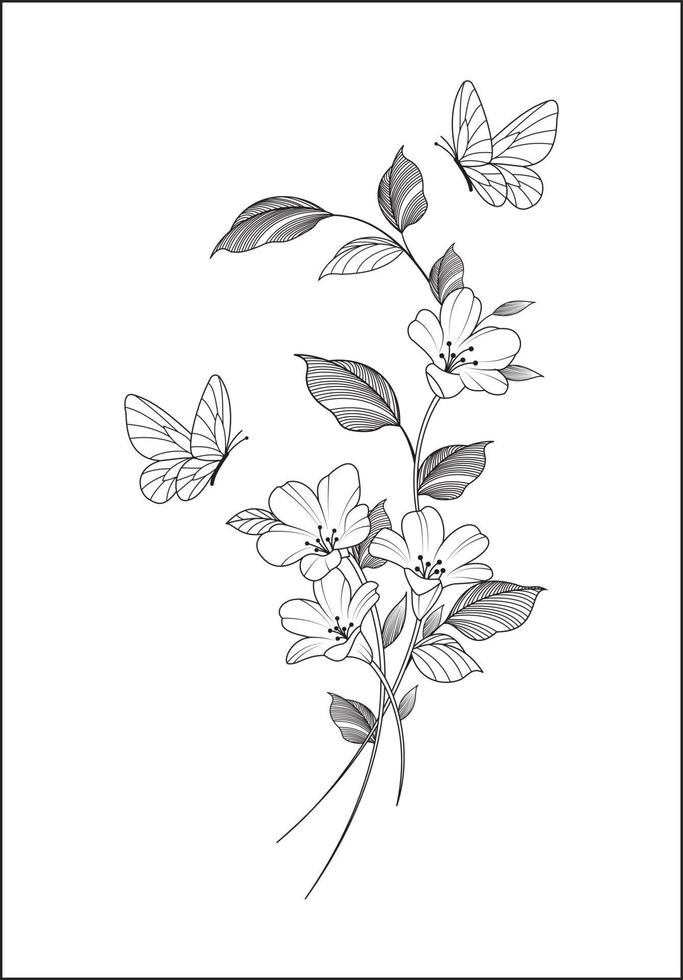 Hand drawn vector design floral elements Pro Vector