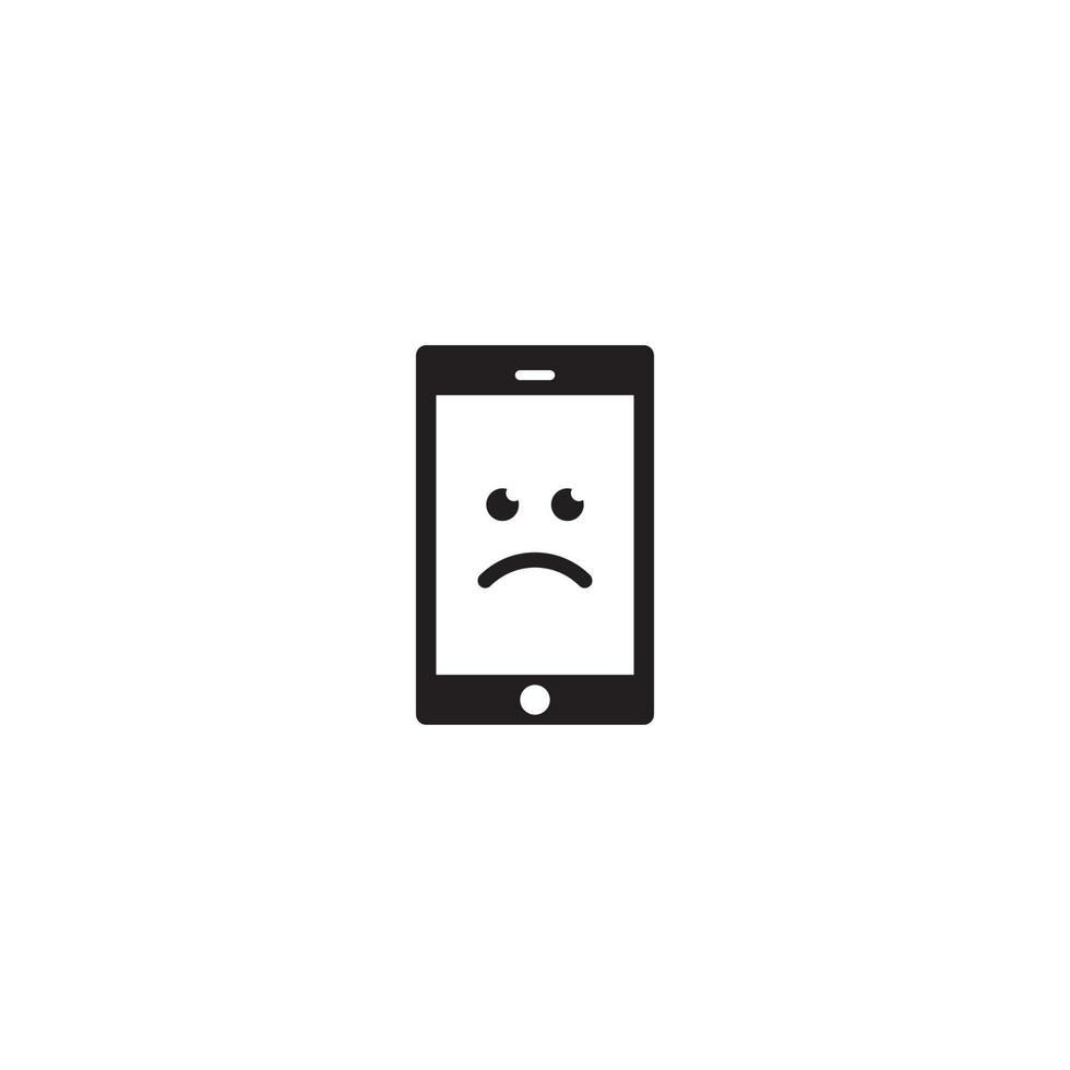 Sad Phone logo or icon design vector