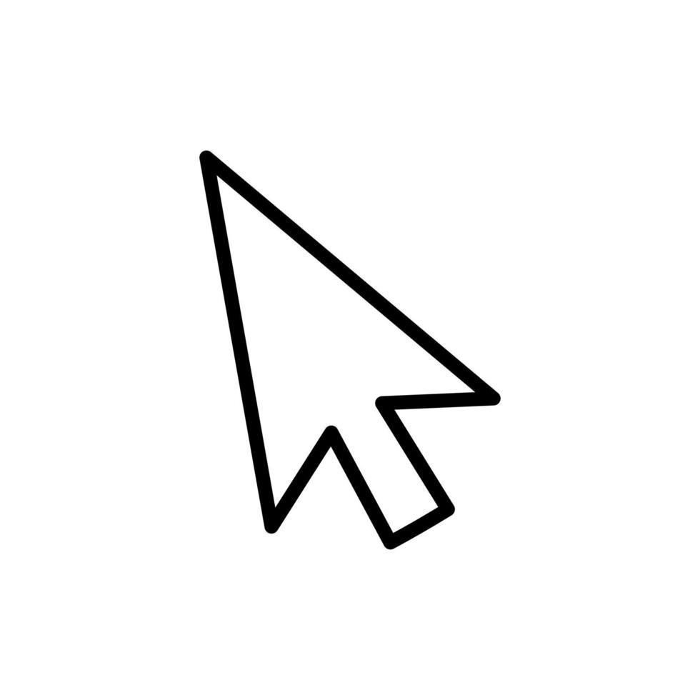 Computer mouse arrow cursor or pointer icon in line style design isolated on white background. Editable stroke. vector