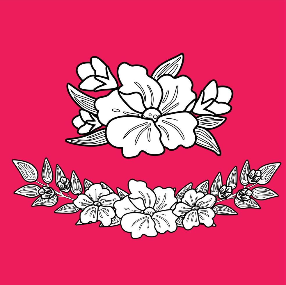 Beautiful Flowers Decoration Digital Stamp vector