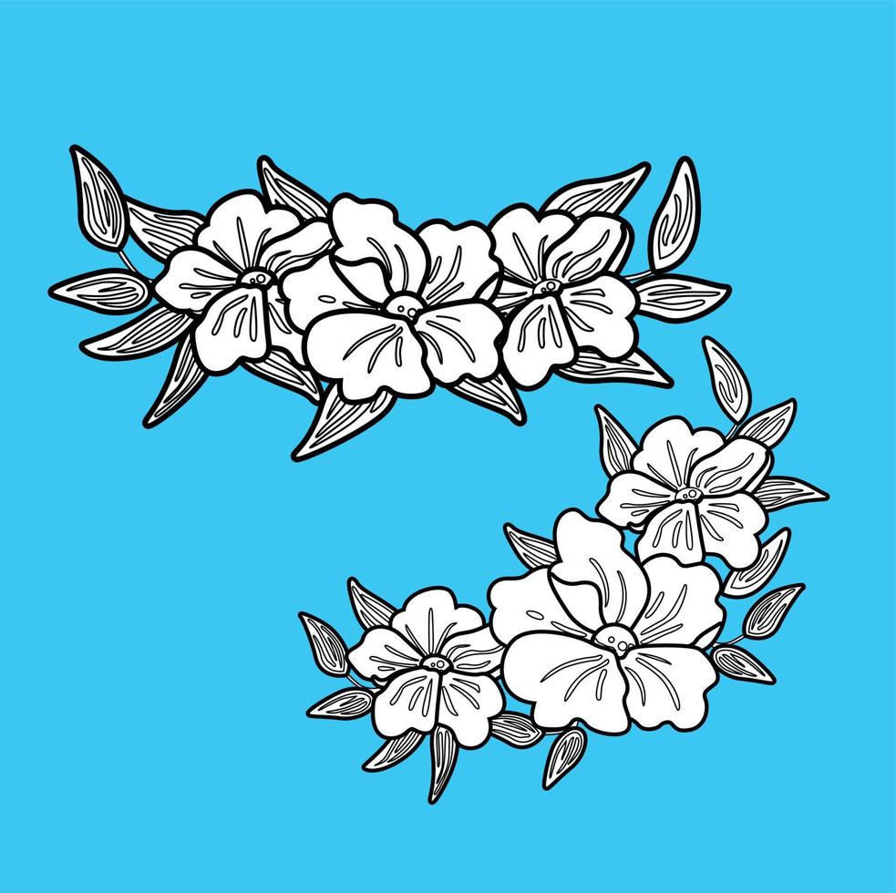 hermosas flores decoración sello digital vector