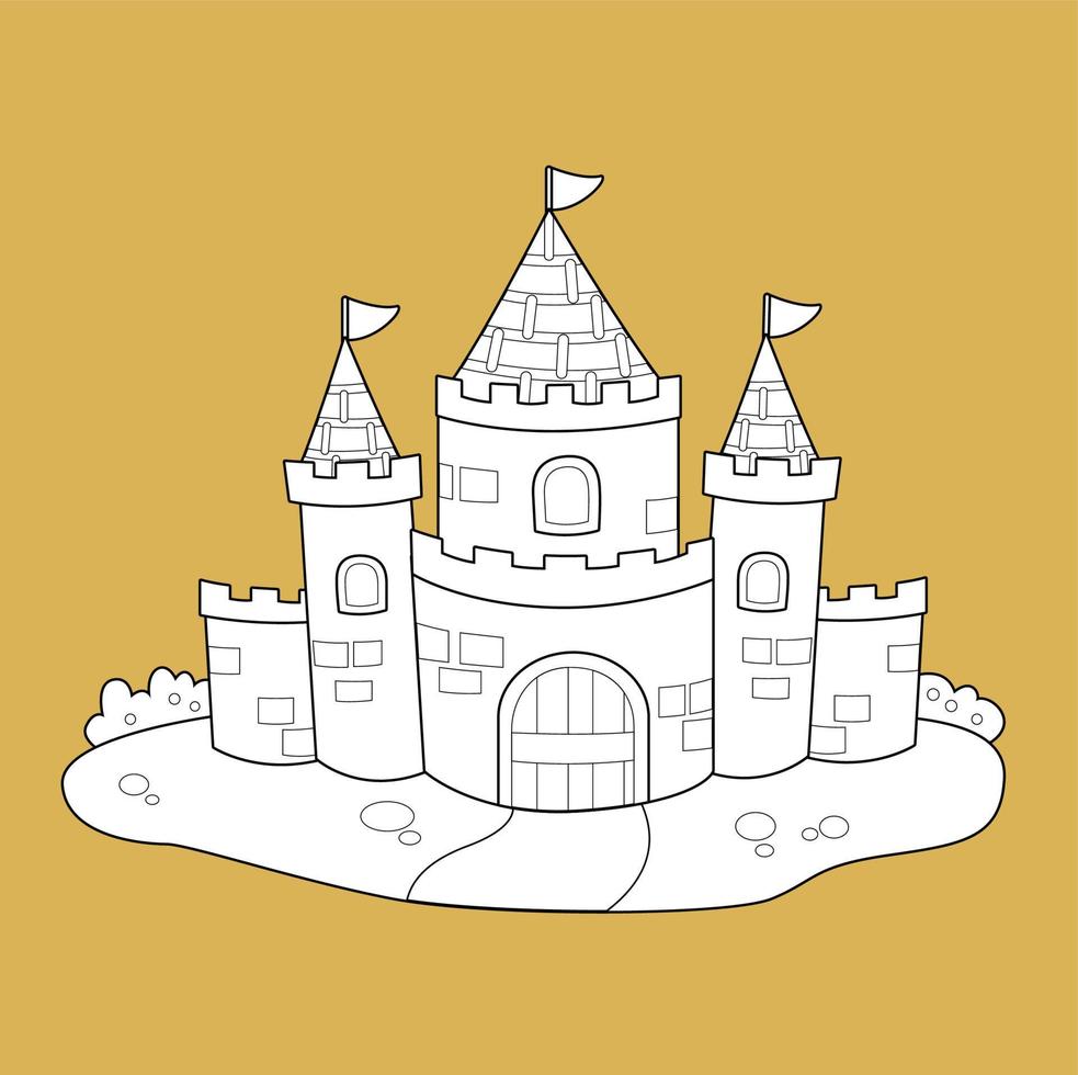lindo sello digital de dibujos animados del castillo del reino vector